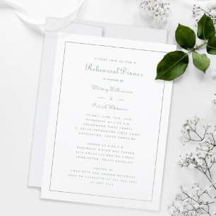 Rehearsal Dinner Wedding Elegant Script Sage White Invitation