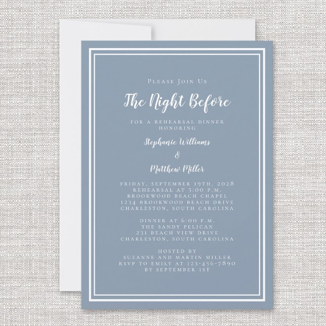 Rehearsal Dinner Wedding Night Before Dusty Blue Invitation (Creator Uploaded)