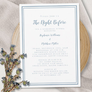 Rehearsal Dinner Wedding Night Before   Dusty Blue Invitation