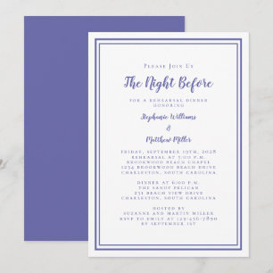 Rehearsal Dinner Wedding Night Before Periwinkle Invitation
