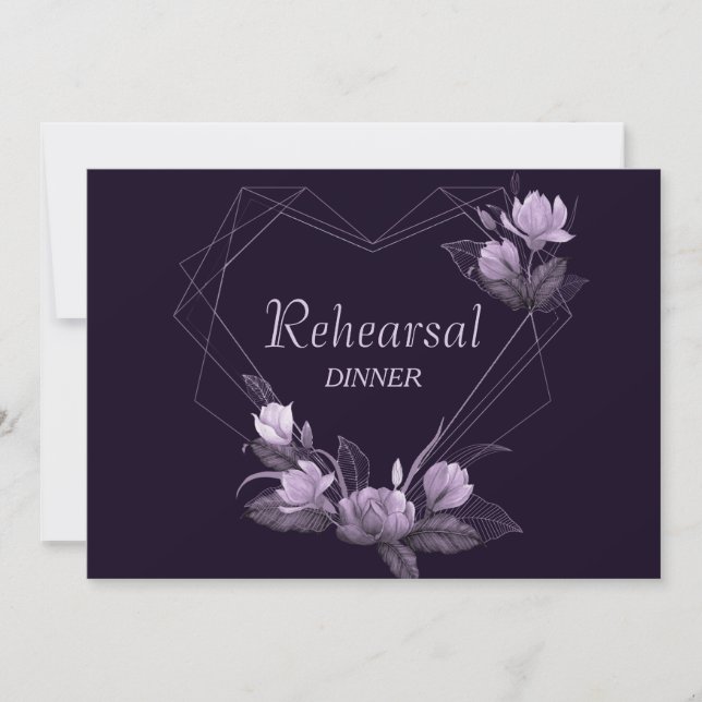 Rehearsal Dinner Wedding Purple Floral Violet Invitation (Front)