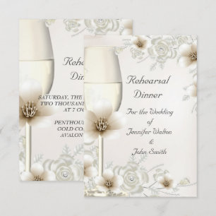Rehearsal Dinner Wedding Sepia Cream Rose Blossom Invitation