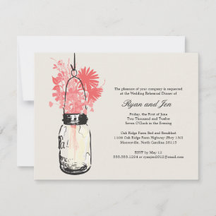 Rehearsal Dinner - Wild Flowers & Mason Jar Invitation