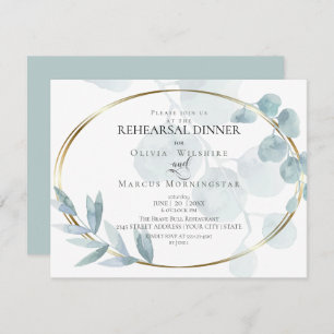 Rehearsal Dusty Blue Watercolor Eucalyptus Invitation