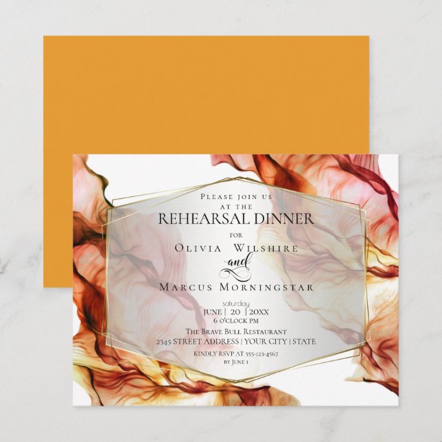 REHEARSAL | Fluid Abstract Ink Autumn Colours 2 Invitation (Front/Back)