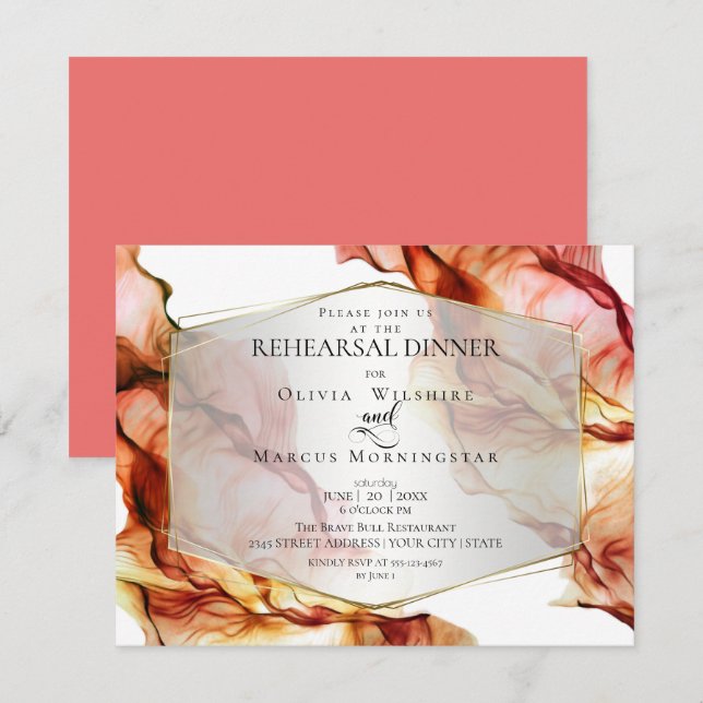 REHEARSAL | Fluid Abstract Ink Autumn Colours 3 Invitation (Front/Back)