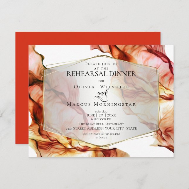 REHEARSAL | Fluid Abstract Ink Autumn Colours 4 Invitation (Front/Back)