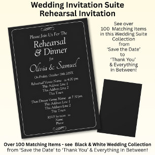 Rehearsal Invitation Card Black & White Infinity