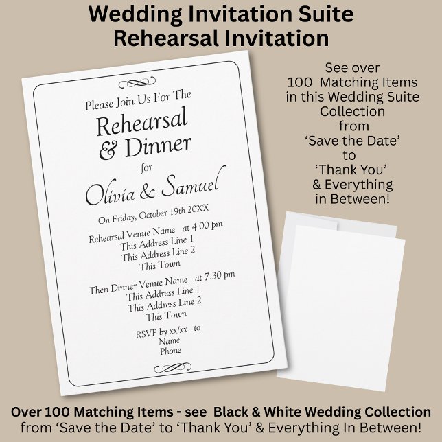 Rehearsal Invitation Card Black & White Infinity (Creator Uploaded)
