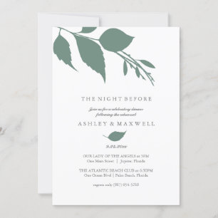 Rehearsal Invitations Simple Green Leaves