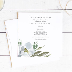 Rehearsal Invitations Watercolor Green and White