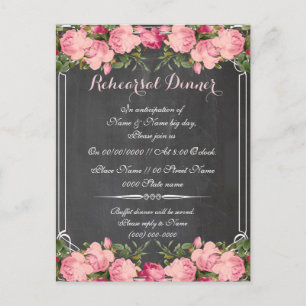 rehearsal, reception and driving direction invitation postcard