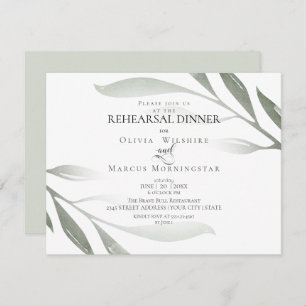 Rehearsal   Sage Green Olive Branch Watercolor Invitation