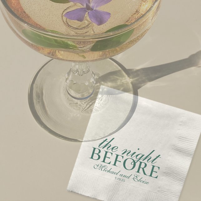 Rehearsal The Night Before Wedding Sage Green  Napkin (Modern Elegant Sage Green Wedding Suite Theme with options to personalize for your special day.)
