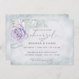 Rehearsal Vintage Lilac and Ice White Roses Invitation