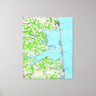 Rehoboth Beach & Bethany Beach Delaware Map (1938) Canvas Print
