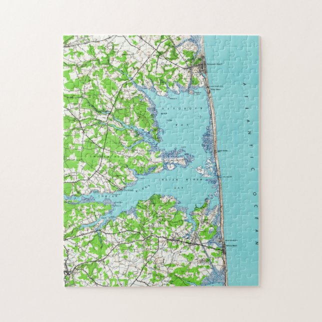Rehoboth Beach & Bethany Beach Delaware Map (1938) Jigsaw Puzzle (Vertical)