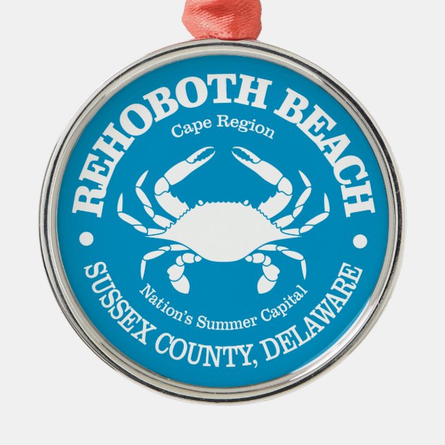Rehoboth Beach (crab) Metal Tree Decoration (Front)