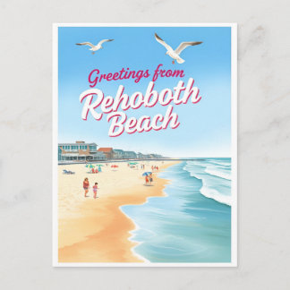 Rehoboth Beach, Delaware Coastal Vintage Postcard