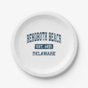 Rehoboth Beach Delaware DE Vintage Sports Design N Paper Plate