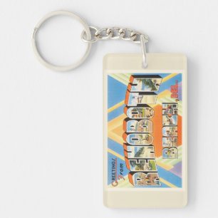 Rehoboth Beach Delaware DE Vintage Travel Postcard Key Ring