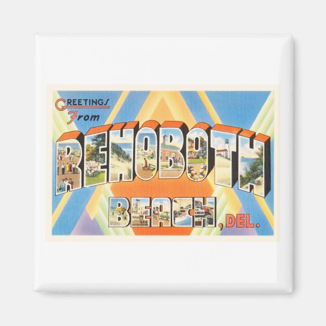 Rehoboth Beach Delaware DE Vintage Travel Postcard Magnet (Front)