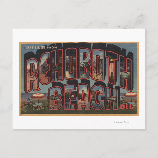 Rehoboth Beach, Delaware - Large Letter Scenes Postcard (Front)