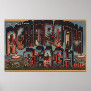 Rehoboth Beach, Delaware - Large Letter Scenes Poster