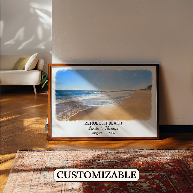 Rehoboth Beach Delaware Poster, Watercolor, Custom Poster (Creator Uploaded)