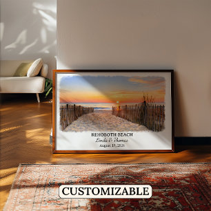 Rehoboth Beach Delaware Poster, Watercolor, Custom Poster