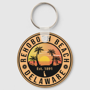 Rehoboth Beach Delaware Retro Sunset Souvenirs 60s Key Ring