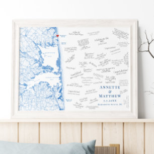 Rehoboth Beach Wedding Elegant Guest Book Poster