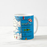 Rehoboth Bethany Beach Delaware Mug<br><div class="desc">A colourful vintage postcard map featuring Rehoboth Beach and Bethany Beach Delaware repurposed!  The map can be repositioned to feature any part of the State of Delaware you wish.</div>