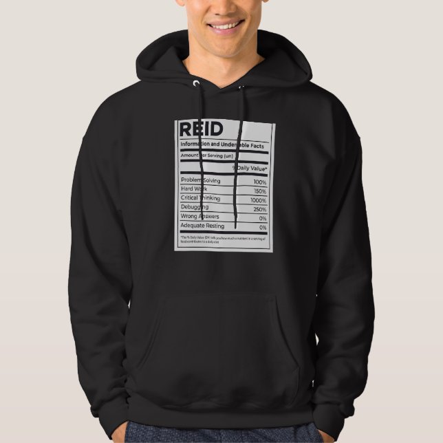 Reid Nutrition Information Problem Solving Hard Wo Hoodie (Front)