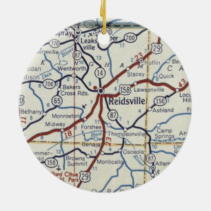 Reidsville NC Vintage Map Ceramic Tree Decoration