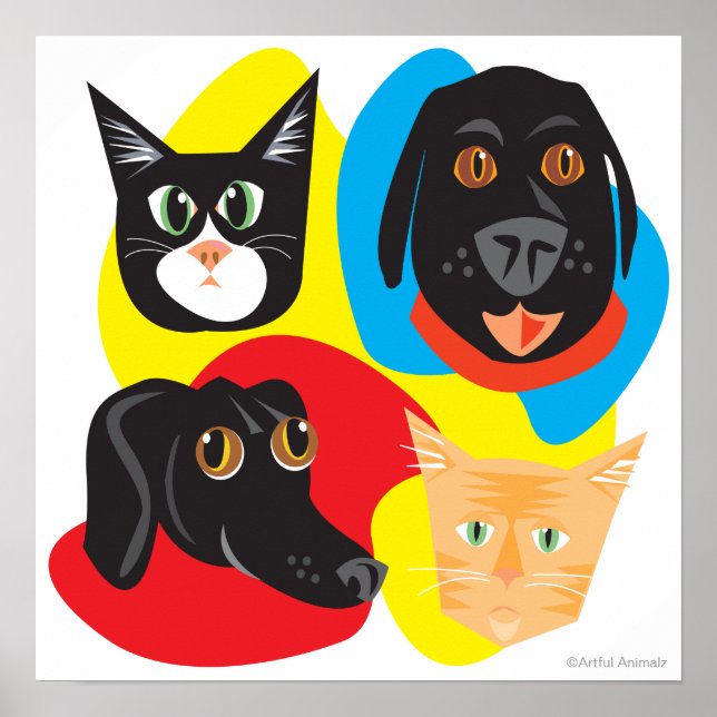 Reigning Cats & Dogs_Frisky Friends (colour shapes Poster (Front)