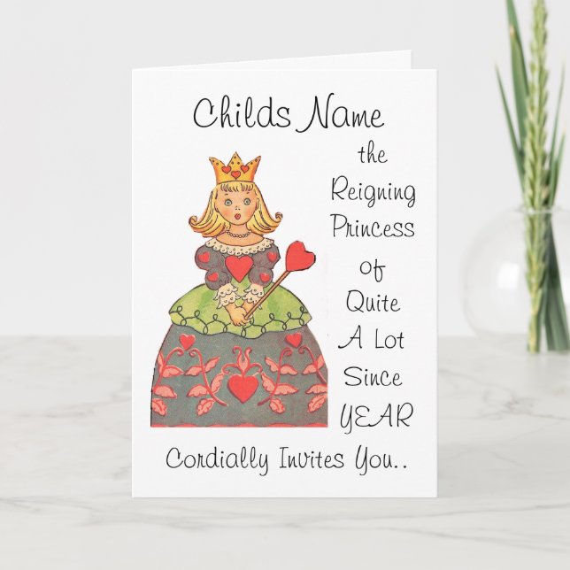 Reigning Princess of Quite A Lot Birthday Invite (Front)