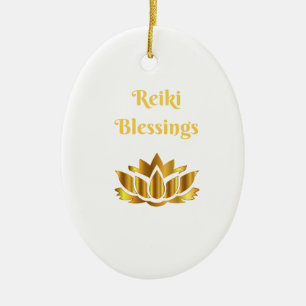 'Reiki Blessings' quote Ceramic Tree Decoration