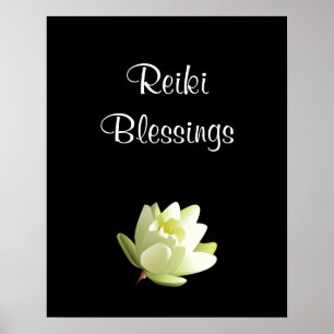 Reiki Blessings white Lilly Poster
