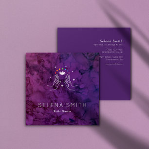 Reiki Business Card Square design with Chakras