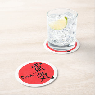 Reiki Calligraphy And Word 1 Round Paper Coaster