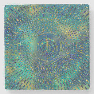 Reiki Cho Ku Rei - gemstone and gold Stone Coaster
