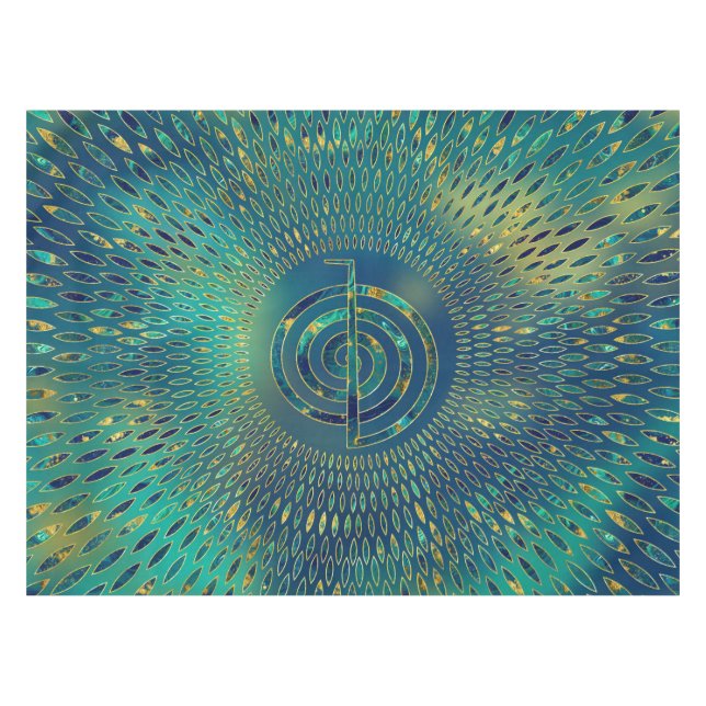 Reiki Cho Ku Rei - gemstone and gold Tablecloth (Front (Horizontal))