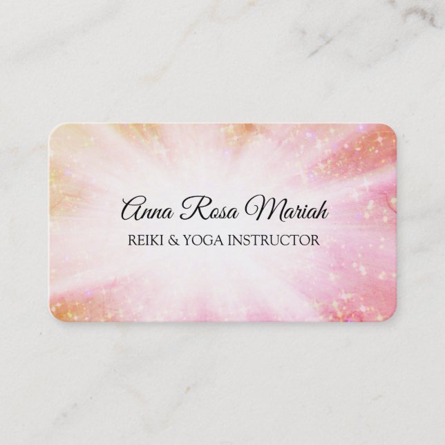 *~* Reiki Energy Healing Bursts - Rays Sparkle Business Card (Front)