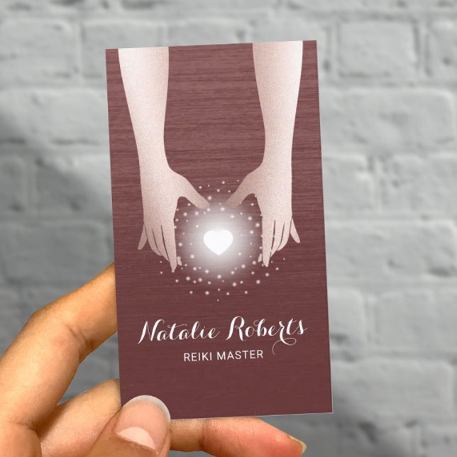 Reiki Energy Healing Hands Brick Red Therapist Business Card (Creator Uploaded)