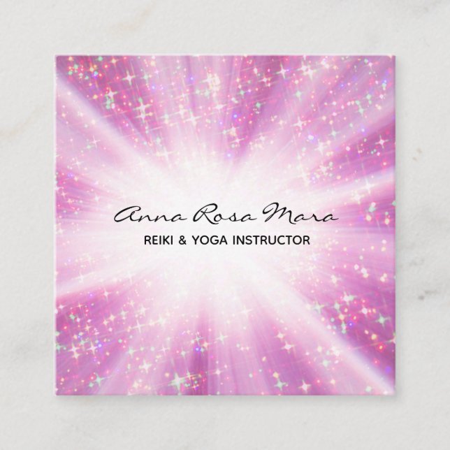 *~* Reiki Energy Healing Rays Glitter Light Worker Square Business Card (Front)