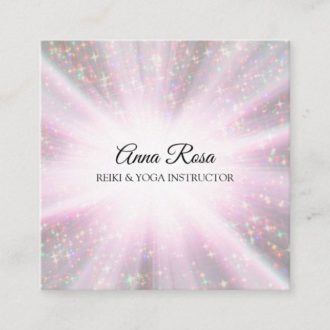 *~* Reiki Energy Healing Rays Light Worker Square Business Card (Front)