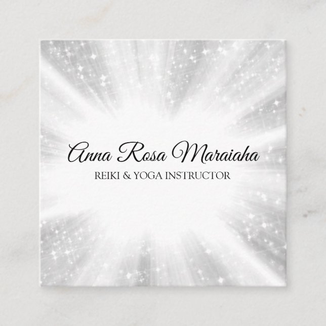 *~* Reiki Energy Healing Rays Light Worker Square Business Card (Front)