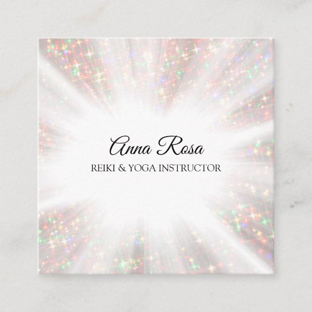 *~* Reiki Energy Healing Rays Light Worker Square Business Card (Front)