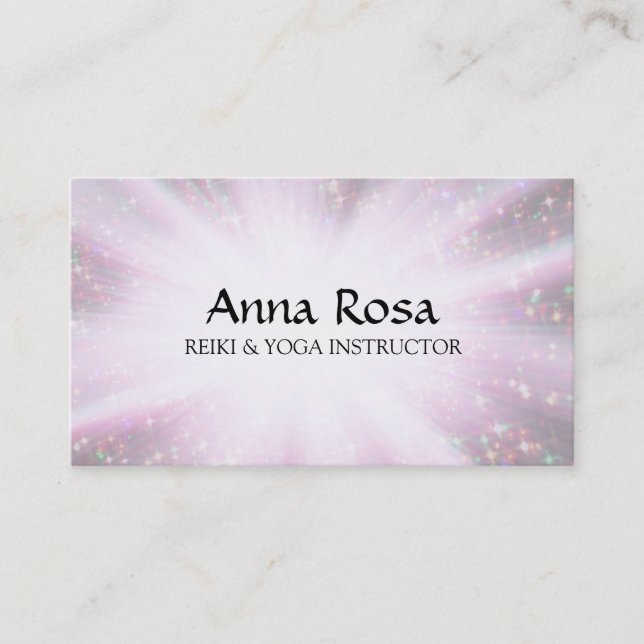 *~* Reiki Energy Healing Rays Rainbow Sparkles Business Card (Front)